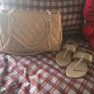 Kate Spade Tan Quilted Chain Shoulder Bag